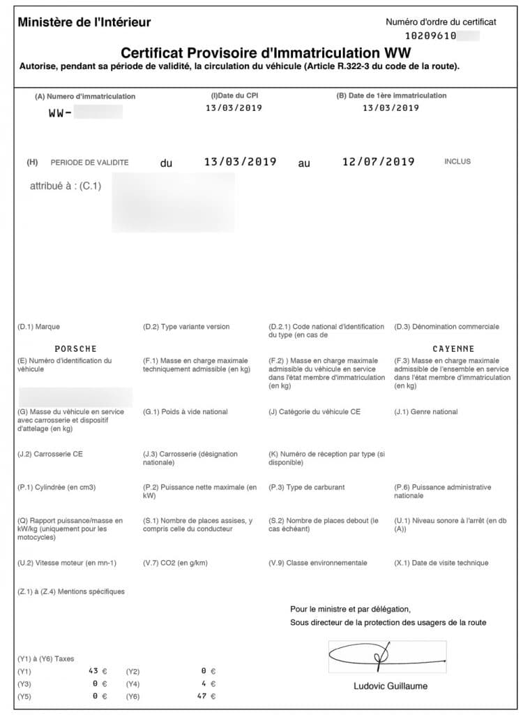 Comment obtenir un certificat provisoire d'immatriculation WW